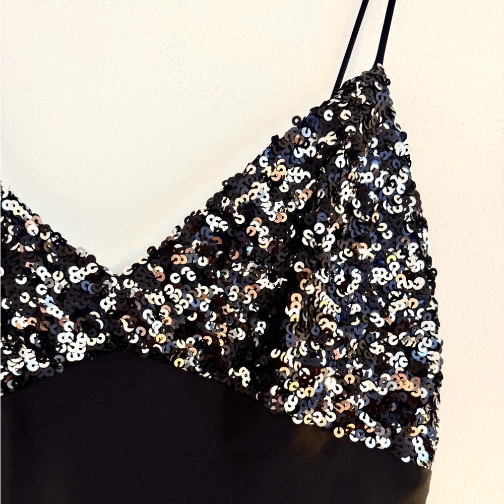 Zara Black and Silver Sequin Maxi Dress - Picture 5 of 6